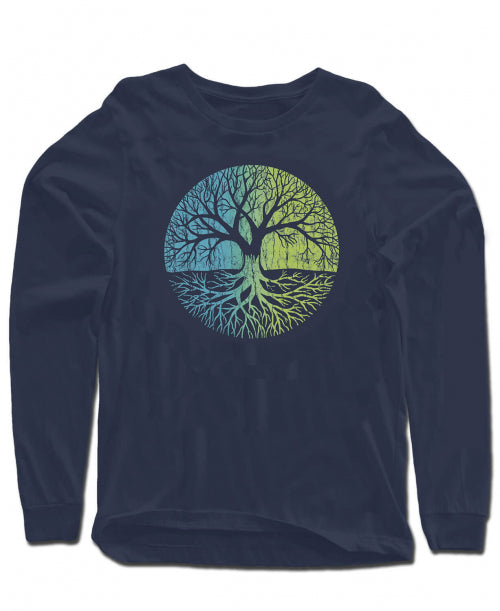 NEW! Tree of Life on Long Sleeve T-Shirt in Navy