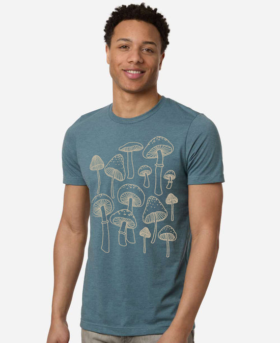 Mushrooms heather steel blue tee men