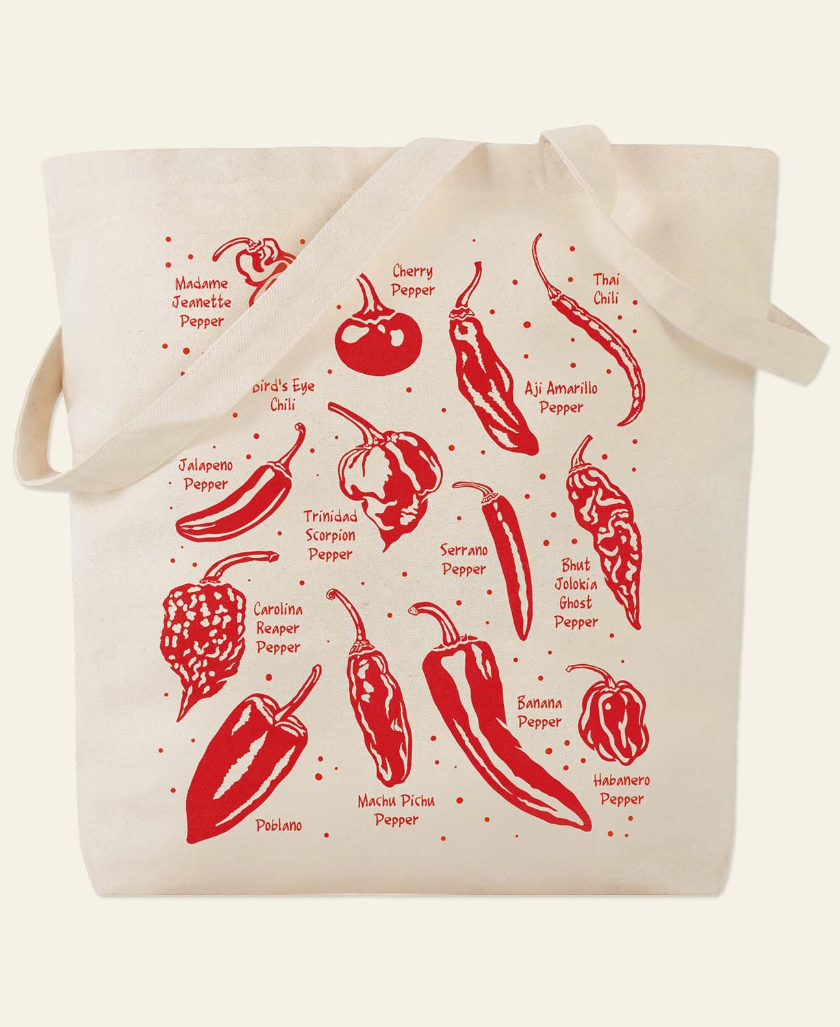 Chile Tote Bag - Chili Pepper Botanical Tote Bag | Boho Canvas Market Tote