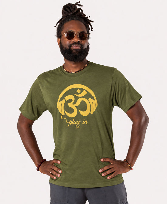 Om T-Shirt | Music & Yoga Graphic Tee | Soul Flower Olive Men