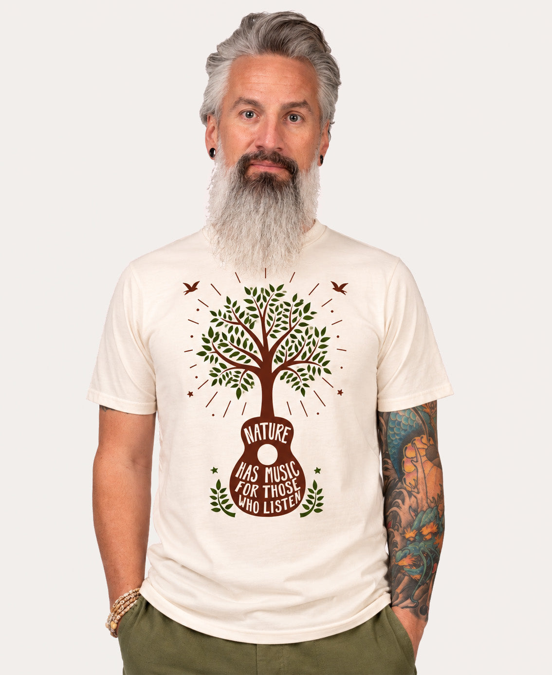Nature Has Music T-Shirt Nature Music T-Shirt | Tree & Guitar Graphic Tee | Soul Flower Men