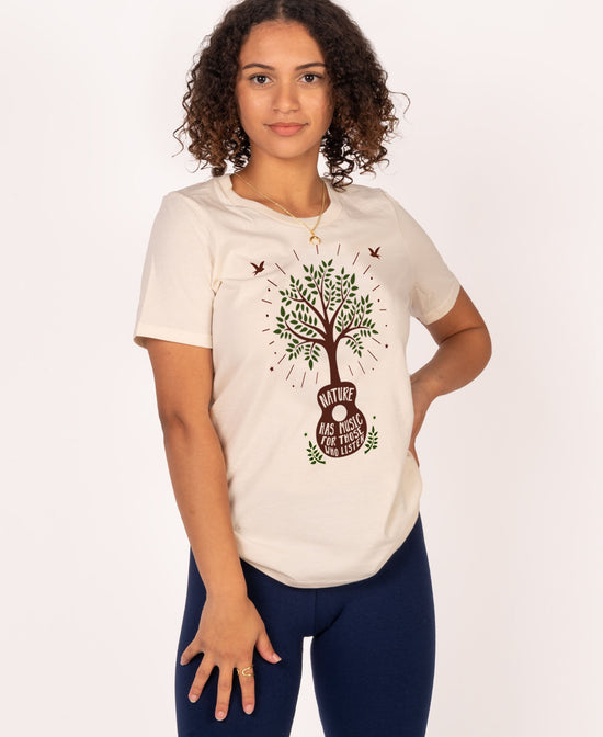 Nature Has Music T-Shirt Nature Music T-Shirt | Tree & Guitar Graphic Tee | Soul Flower Women