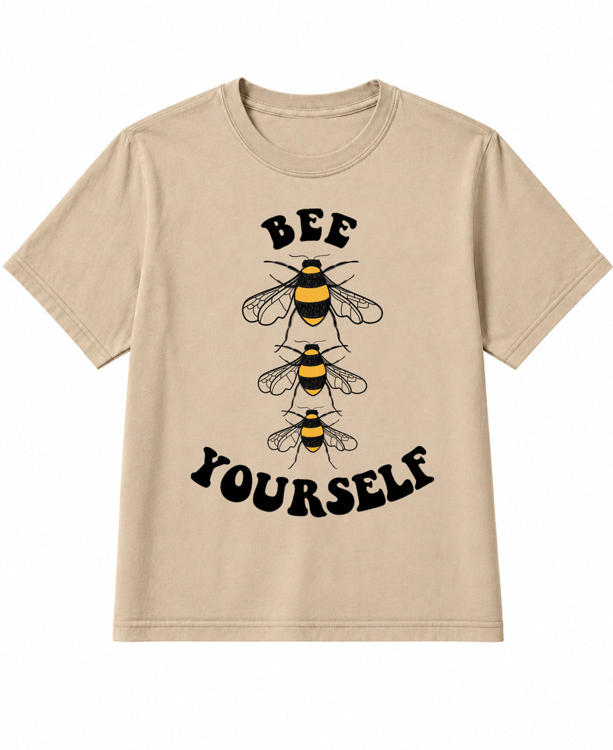 Bee Yourself Boxy Tee Womens Khaki Tee with Bee Artwork