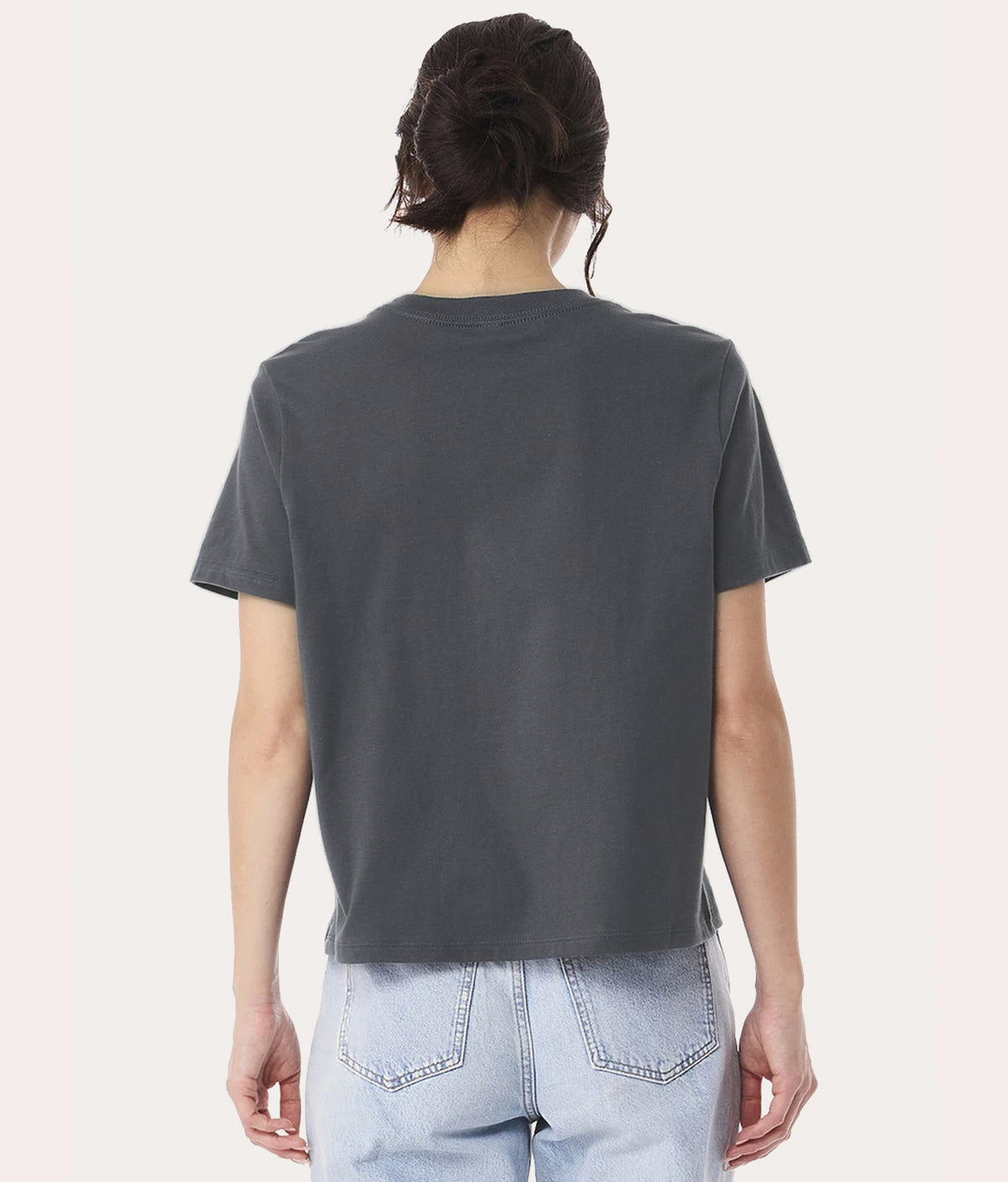 Peace Fingers Boxy Tee Womens Charcoal Tee with Peace Artwork Back