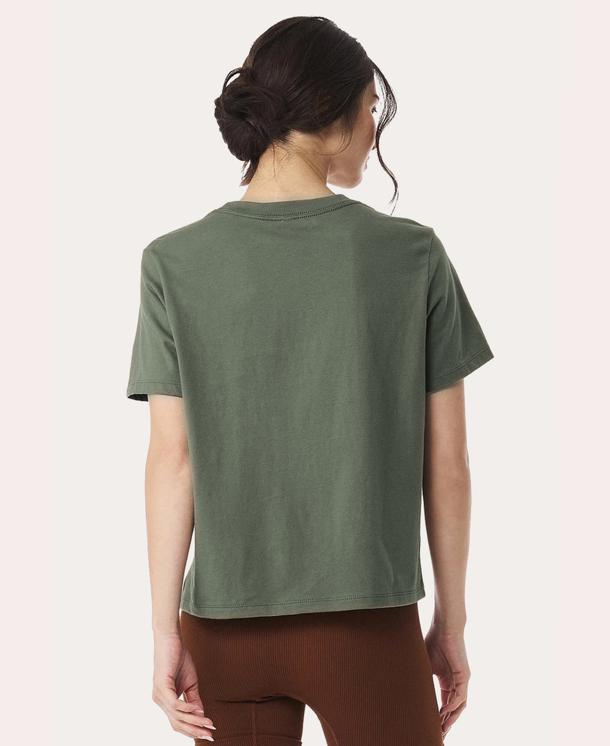 Peace Fingers Boxy Tee Womens Pine Green Tee with Peace Artwork