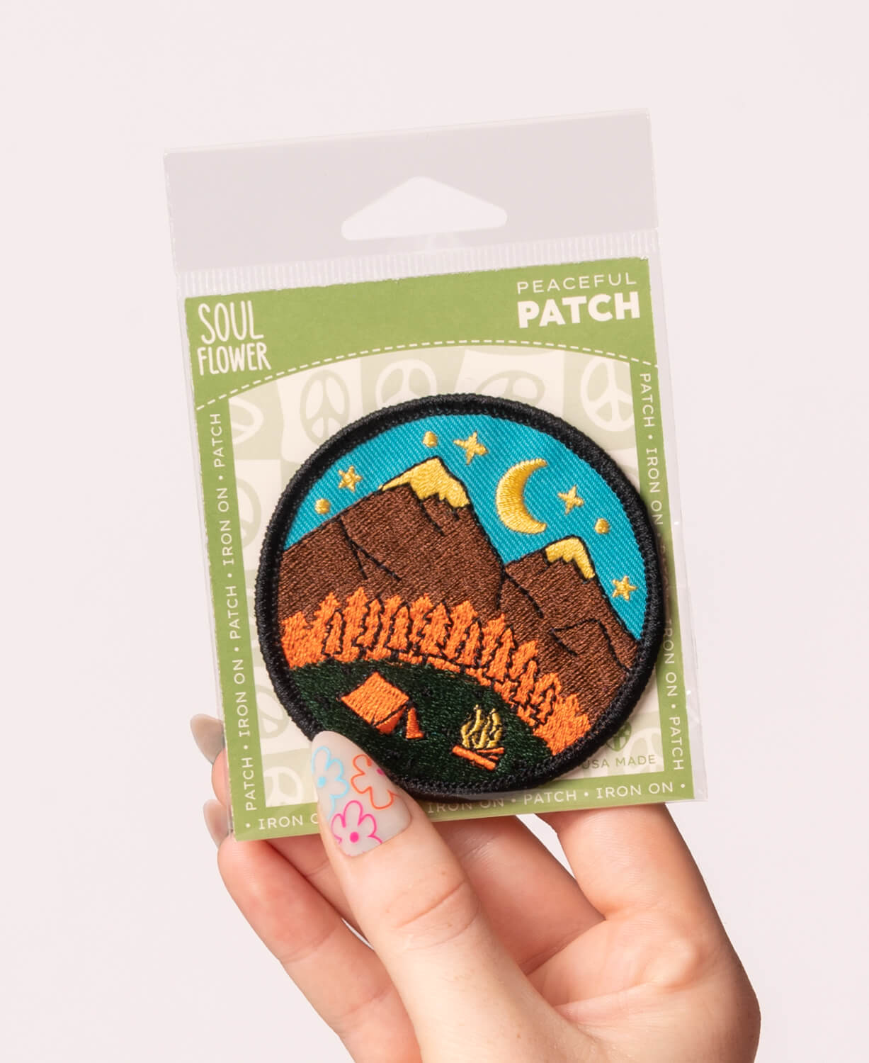 Mountain Camper Scene Iron-On Patch