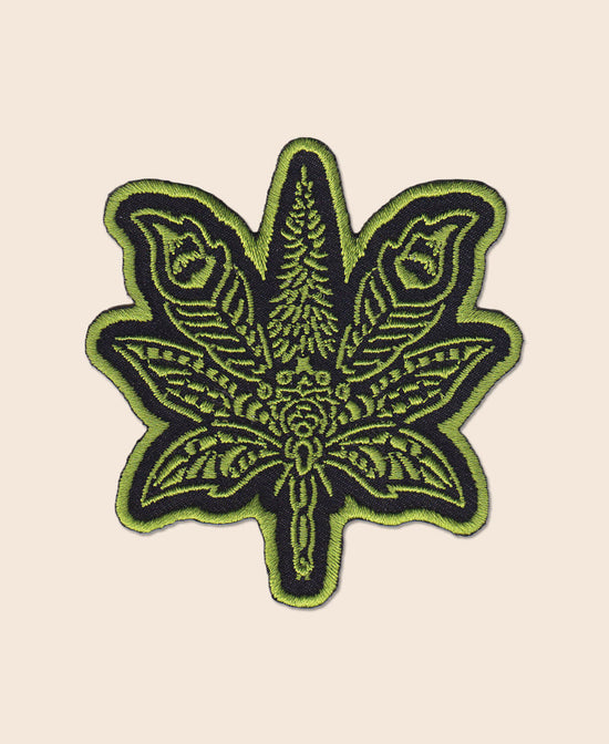 Sacred Cannabis Iron-On Patch - Sacred Cannabis Patch | Hemp Leaf Patch | Soul Flower