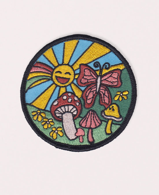 Mushroom Scene Iron-On Patch - Sunshine Daydream Iron On Patch | Hippie Patches | Soul Flower