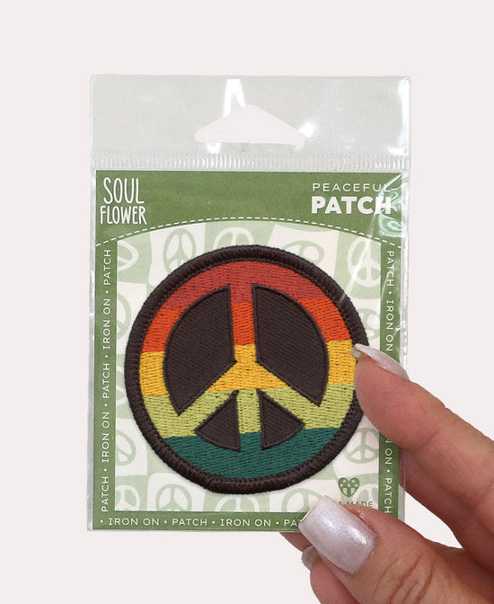 Rainbow Peace Sign Iron-On Patch - Peace Symbol Patch | Soul Flower Patches
