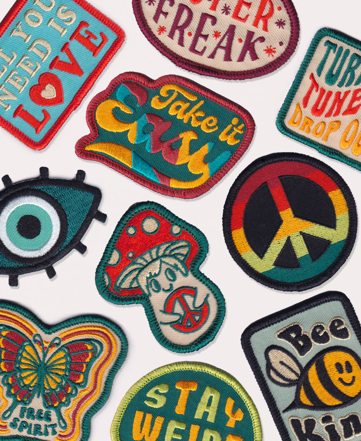 Vintage Vibes Iron-On Patch Variety Pack - 50 Patches - Wholesale Patch Pack | Soul Flower