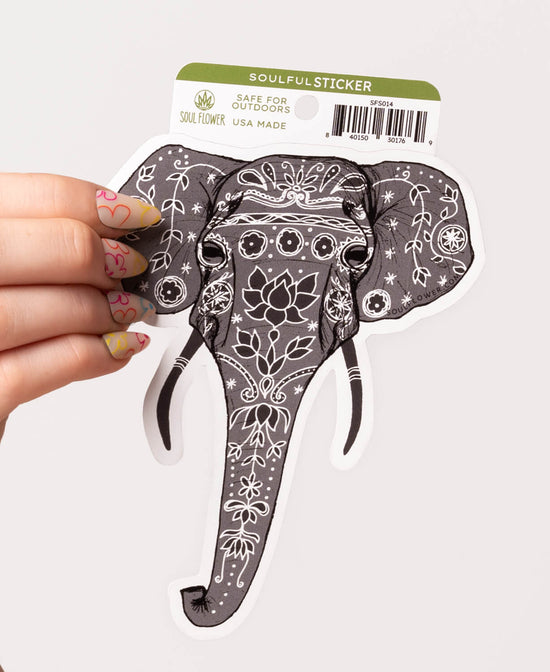 Painted Elephant Sticker - Elephant Sticker | Elephant Stickers for Car | Soul Flower
