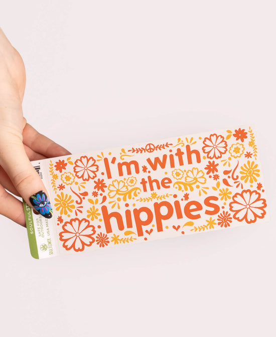 I'm with the Hippies Mini Bumper Sticker - Hippies Bumper Sticker | Hippy Sticker for Car | Soul Flower