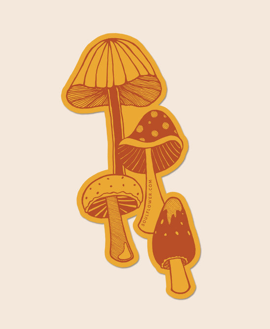 Retro Mushrooms Sticker - Mushroom Sticker | Retro Mushroom Sticker | Soul Flower