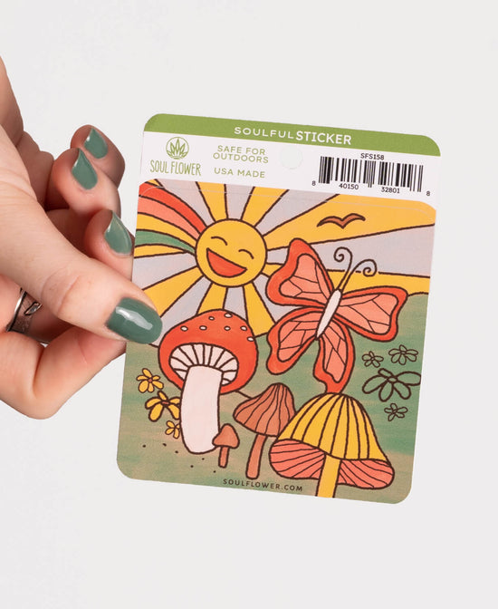 Mushroom Scene Sticker - Mushroom Sticker | Retro Hippie Stickers | Soul Flower