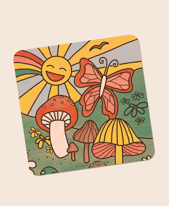 Mushroom Scene Sticker - Mushroom Sticker | Retro Hippie Stickers | Soul Flower