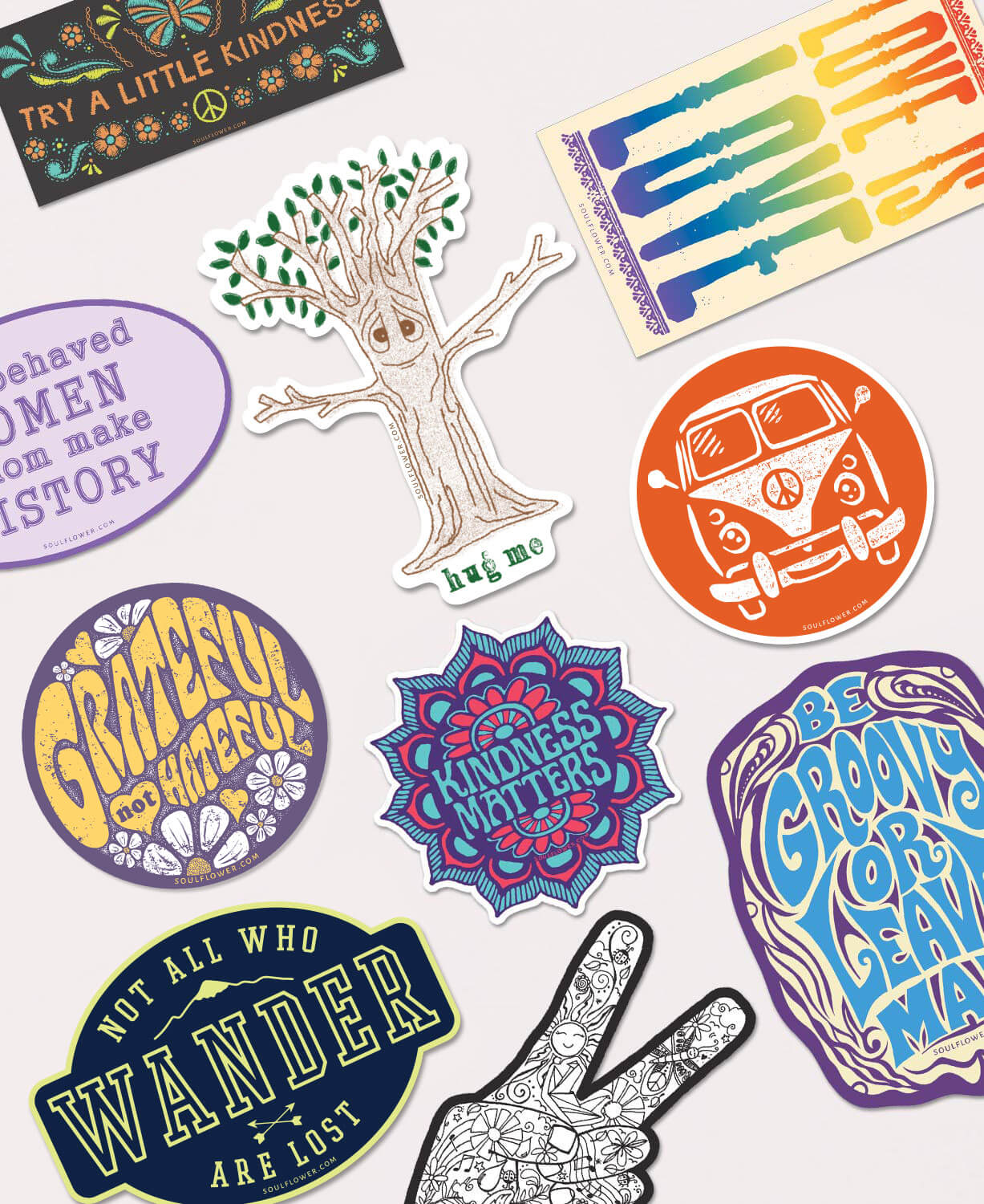 Peaceful Protest Sticker Pack - 50 Stickers - Protest Sticker | Wholesale Peace Stickers | Soul Flower Wholesale