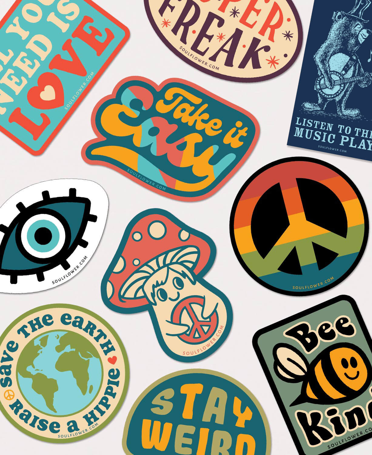Vintage Vibes Sticker Pack- 50 Stickers - Retro Sticker Pack | Wholesale Stickers | Soul Flower