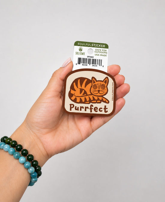 Purrfect Cat Sticker - Psychedelic Cat Sticker | Hippie Stickers | Soul Flower