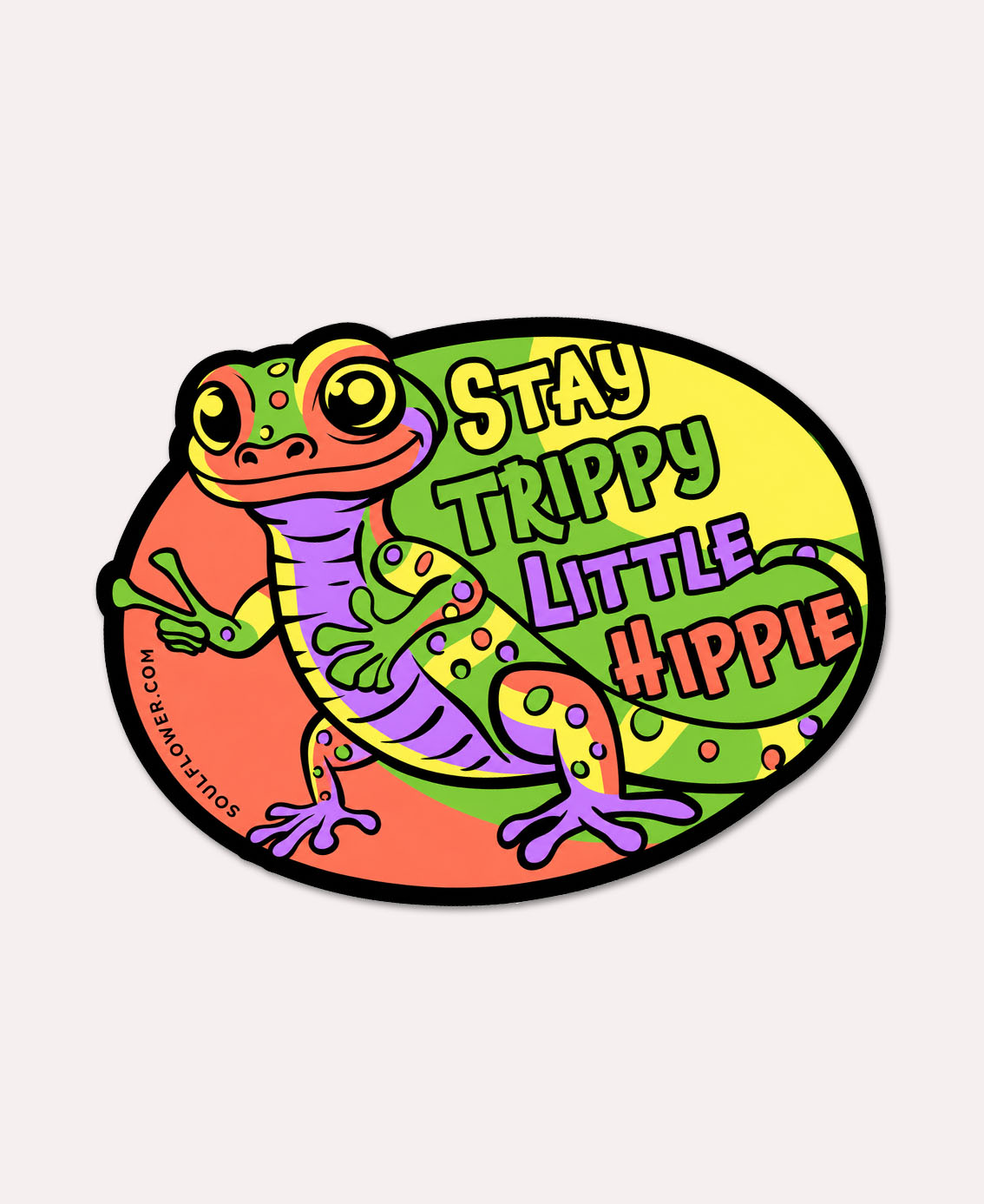 Stay Trippy Gecko Sticker - Stay Trippy Little Hippie Sticker | Colorful Lizard Sticker