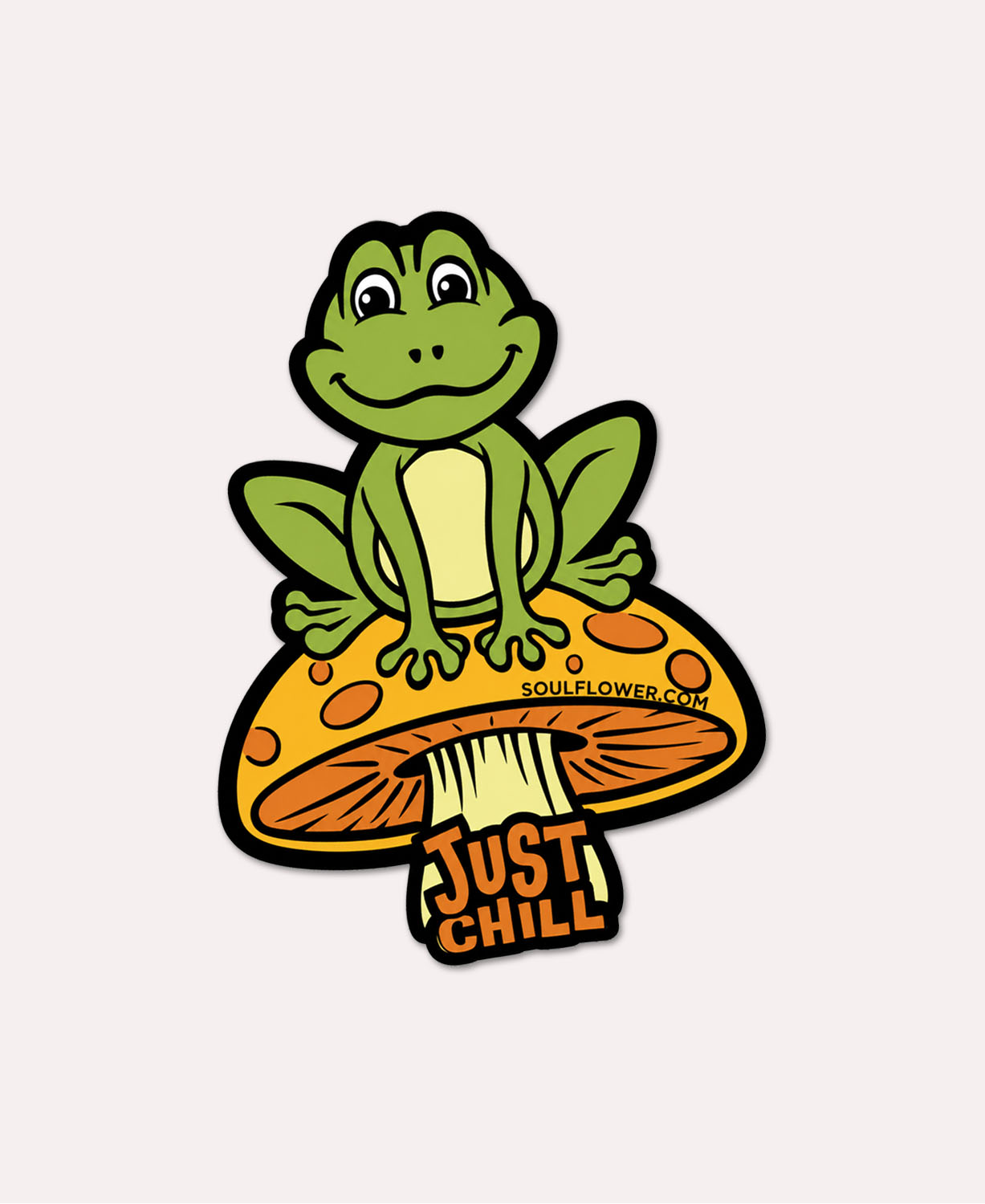 Just Chill Frog Sticker - Frog and Mushroom Sticker | Soul Flower
