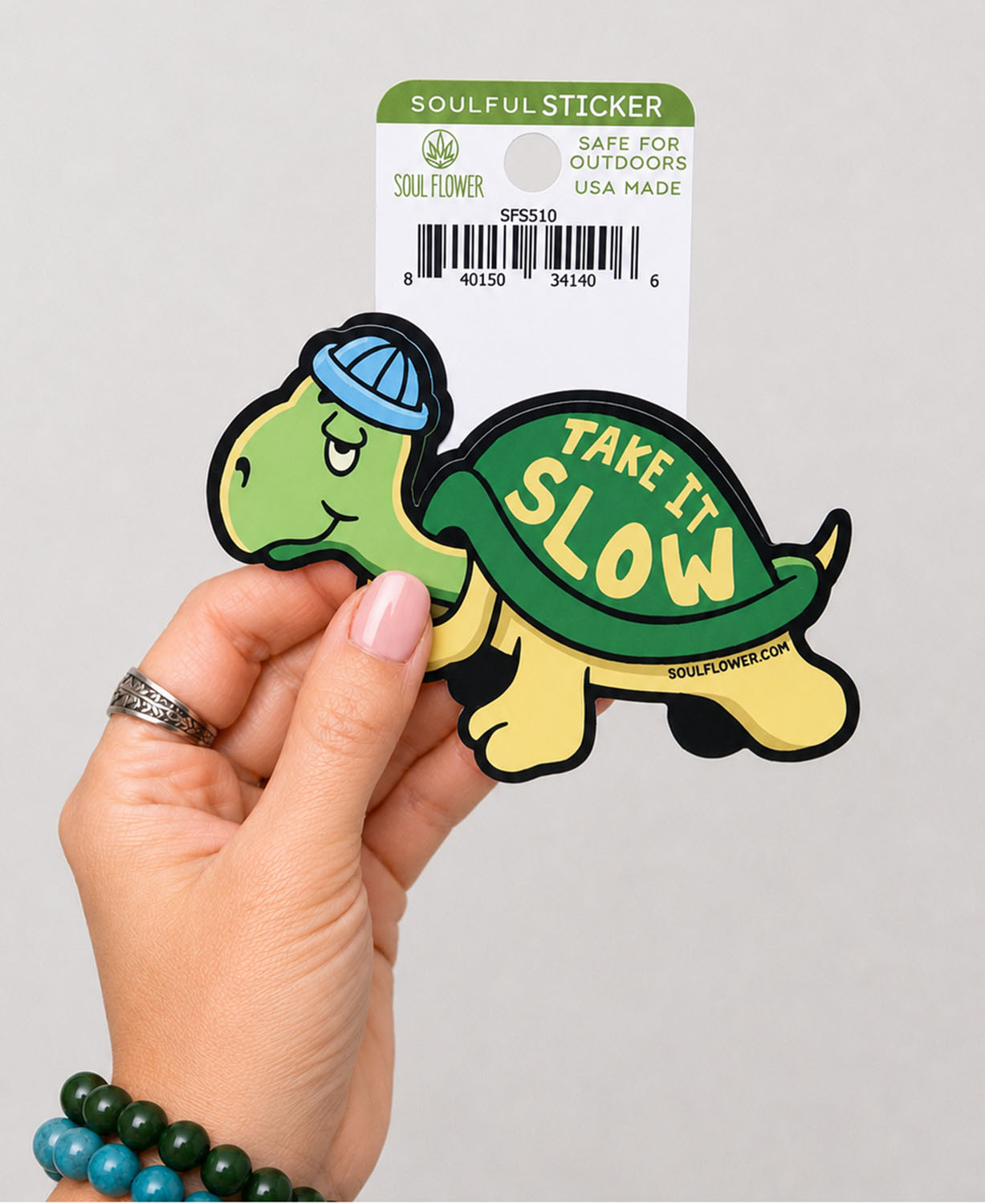 Take it Slow Turtle Sticker - Cute Turtle Sticker | Hippie Stickers | Soul Flower