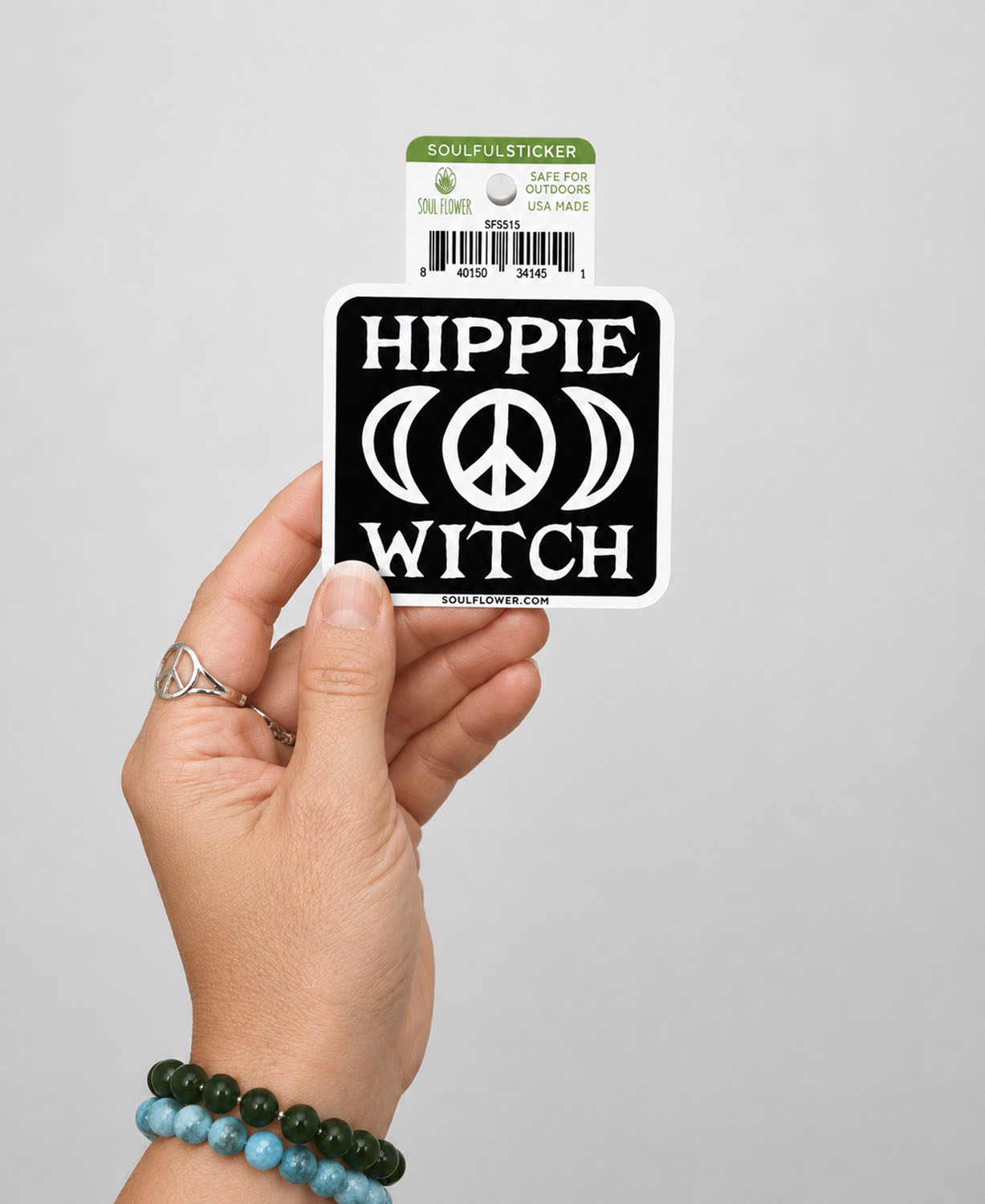 Hippie Witch Sticker - Hippie Sticker | Peace Sign Moon Sticker | Soul Flower