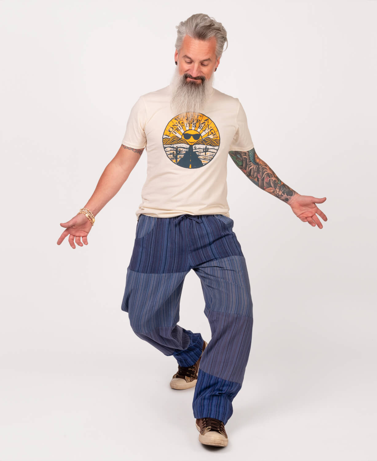 Patchwork Pants - Blue Men