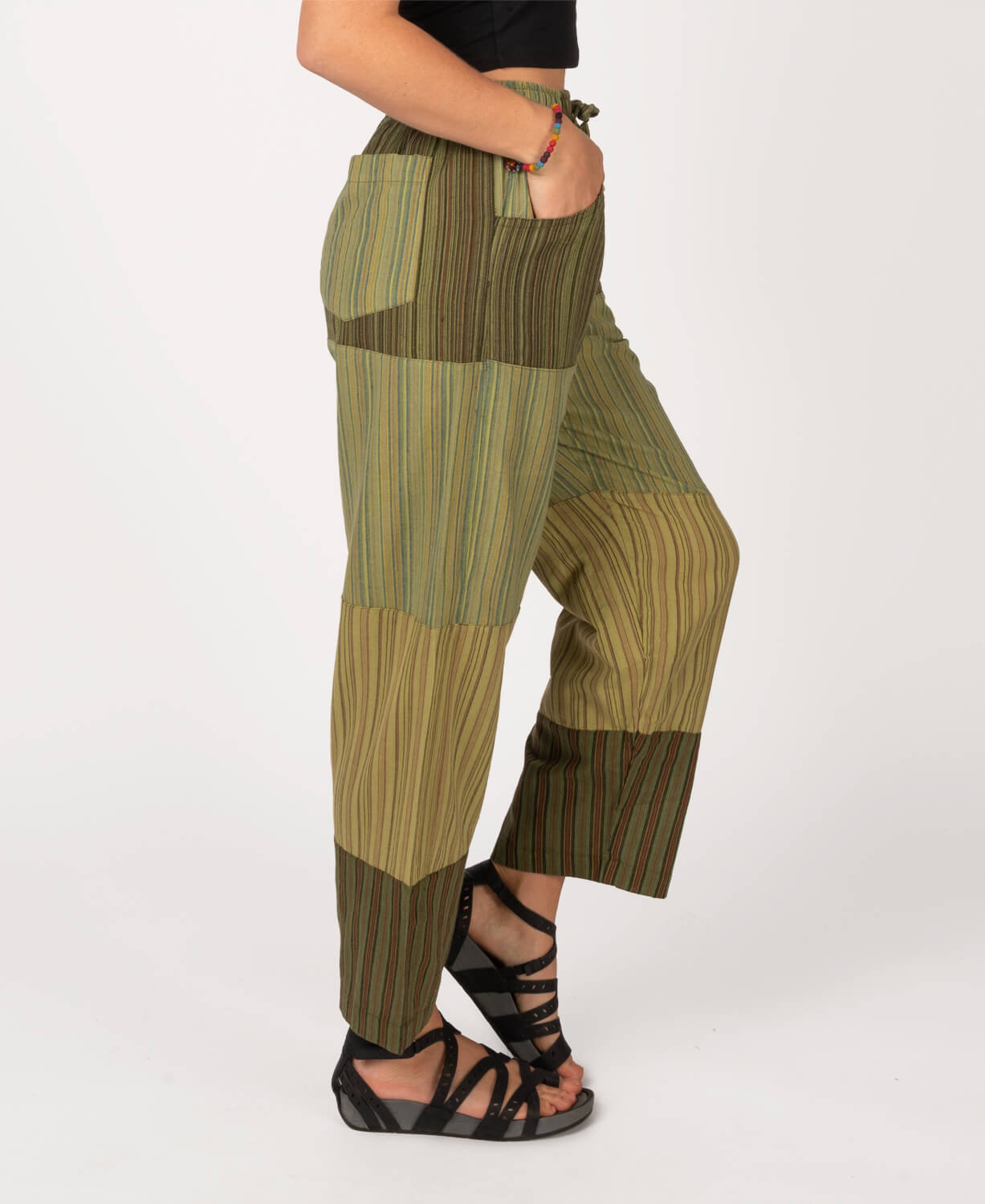 Green Patchwork Pants | Patchwork Hippie Pants | Soul Flower