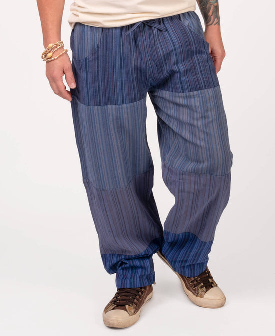 Patchwork Pants - Blue - Blue Patchwork Pants | Patchwork Clothing | Soul Flower Men