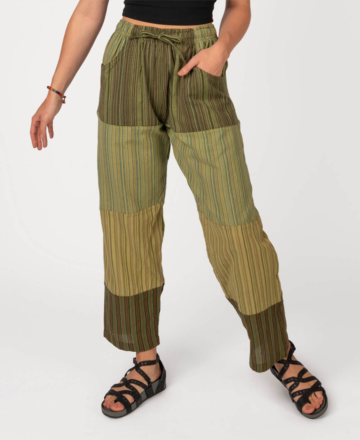Patchwork Pants - Green Women