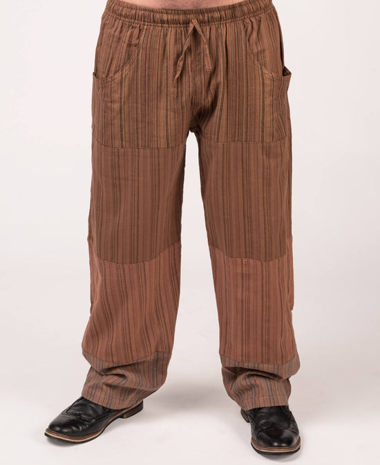 Patchwork Pants - Brown - Brown Patchwork Pants | Mens Hippie Pants | Soul Flower Men