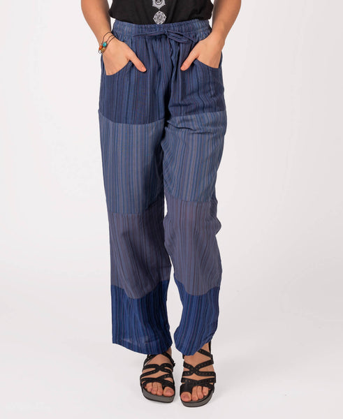 Blue Patchwork Pants | Boho Patchwork Clothing | Soul Flower