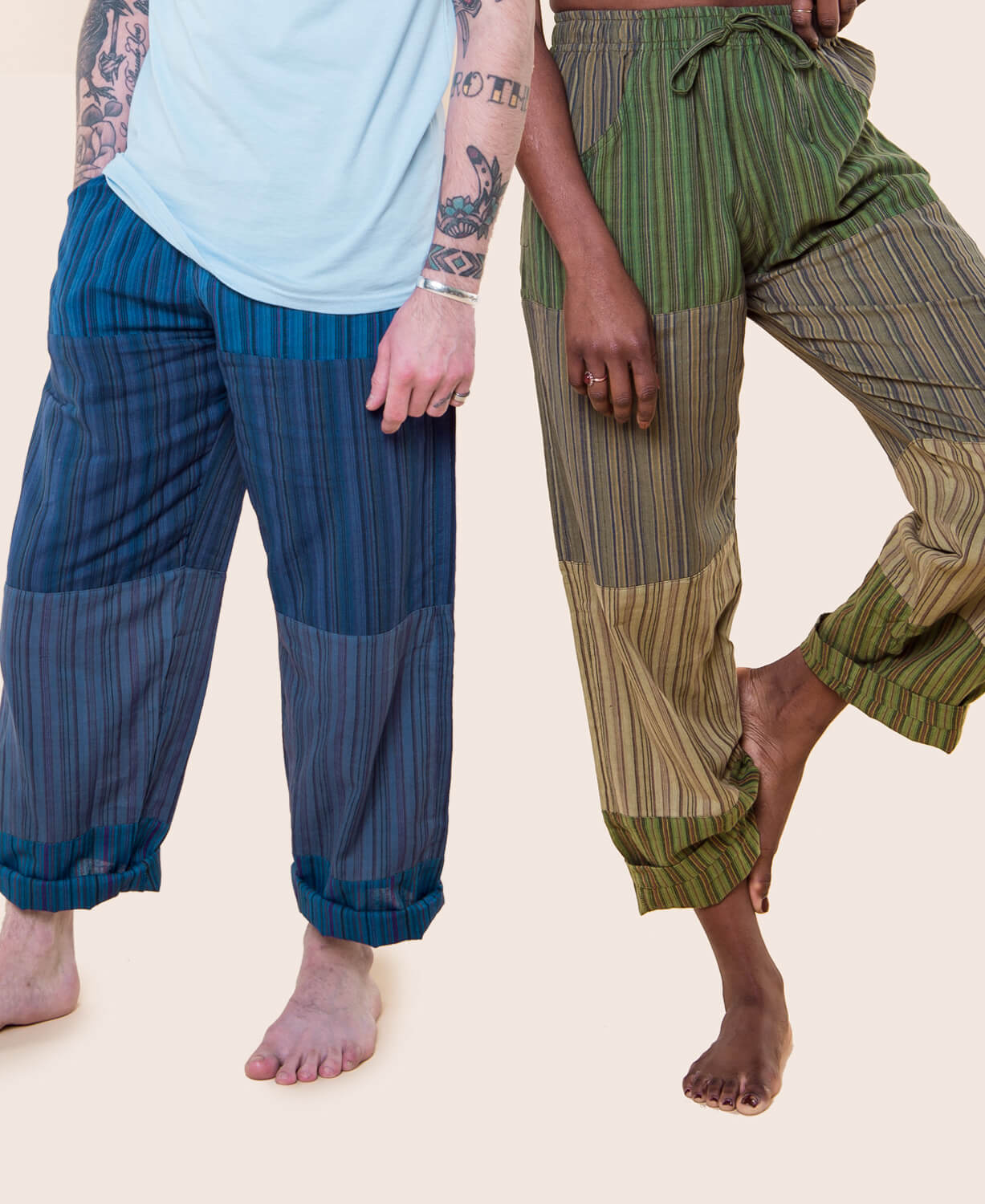 Green Patchwork Pants | Patchwork Hippie Pants | Soul Flower