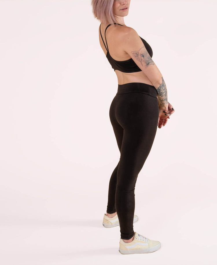 Closeout! Organic Cotton Leggings - Full Length Black - Black Organic Cotton Leggings | Cotton Leggings | Soul Flower USA Women