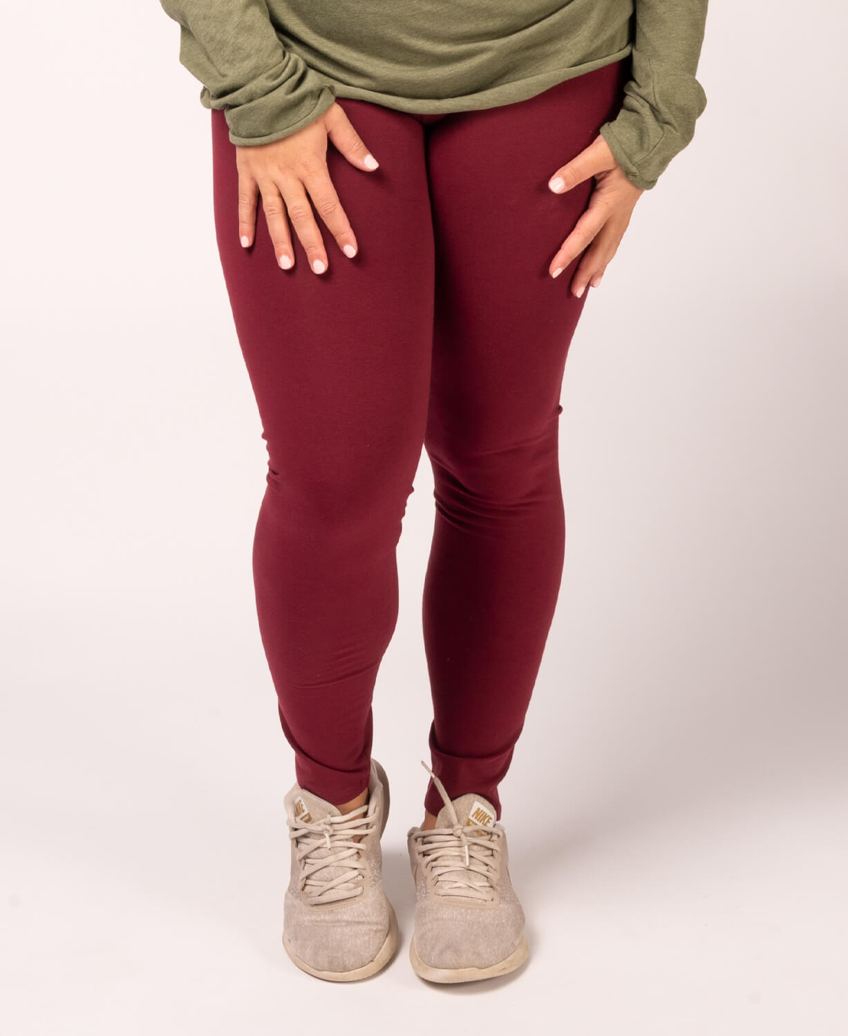 Closeout! Organic Cotton Leggings - Full Length Burgundy Women