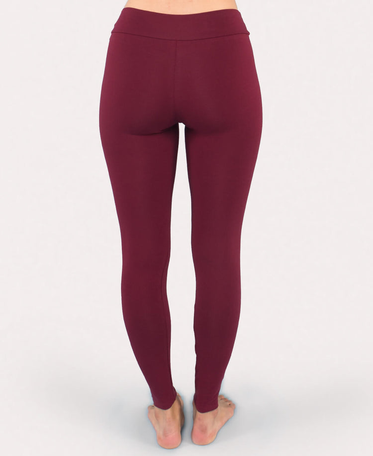 Closeout! Organic Cotton Leggings - Full Length Burgundy - Burgundy Organic Cotton Leggings | Soul Flower USA Women