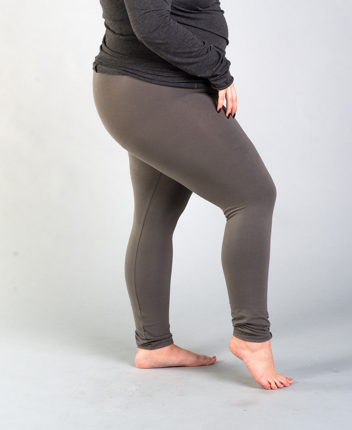 Closeout! Organic Cotton Leggings - Full Length Charcoal - Charcoal Organic Cotton Leggings | Soul Flower plus