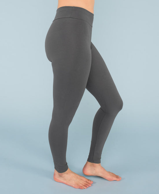 Closeout! Organic Cotton Leggings - Full Length Charcoal - Charcoal Organic Cotton Leggings | Soul Flower Women
