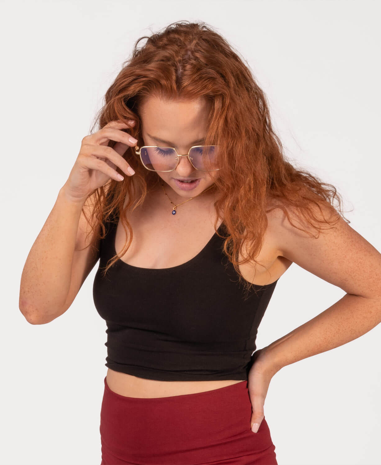 Final Sale! Organic Cotton Fitted Cropped Tank Top - Black Women