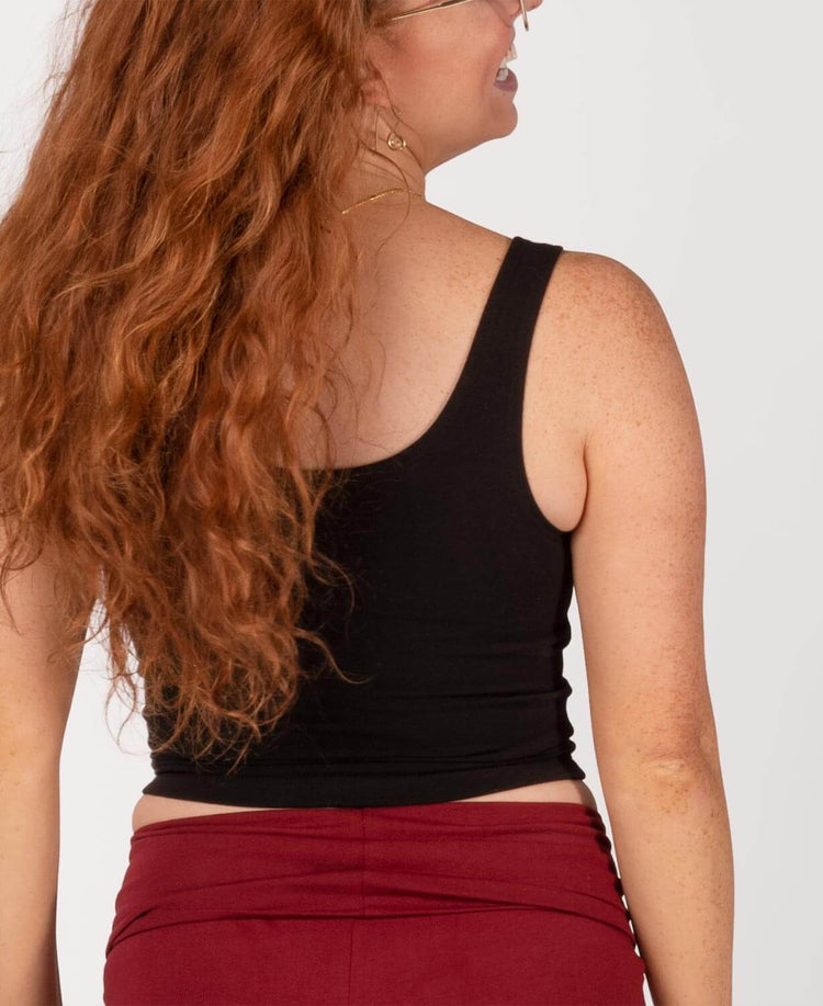 Final Sale! Organic Cotton Fitted Cropped Tank Top - Black - Black Organic Crop Top | Fitted Cropped Tank Top | Soul Flower Women