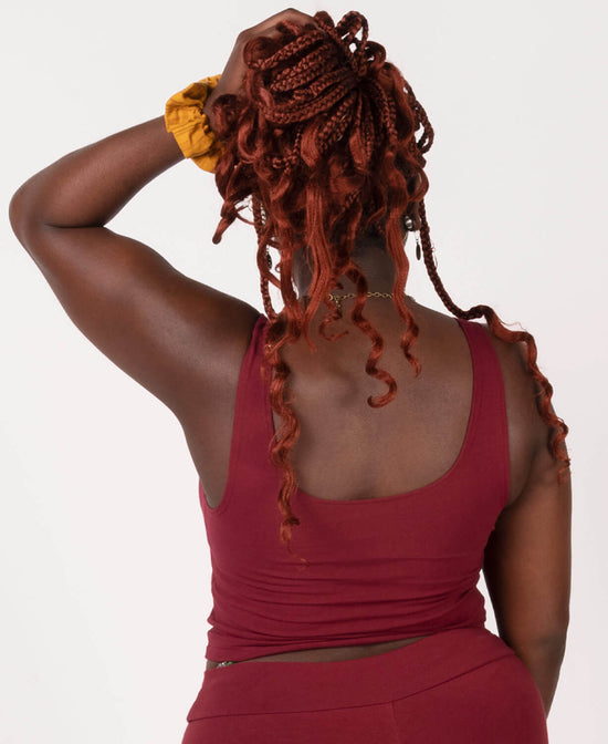 Final Sale! Organic Cotton Fitted Cropped Tank Top - Burgundy - Burgundy Organic Crop Top | Fitted Cropped Tank Top | Soul Flower Women