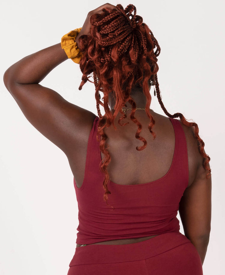 Final Sale! Organic Cotton Fitted Cropped Tank Top - Burgundy - Burgundy Organic Crop Top | Fitted Cropped Tank Top | Soul Flower Women