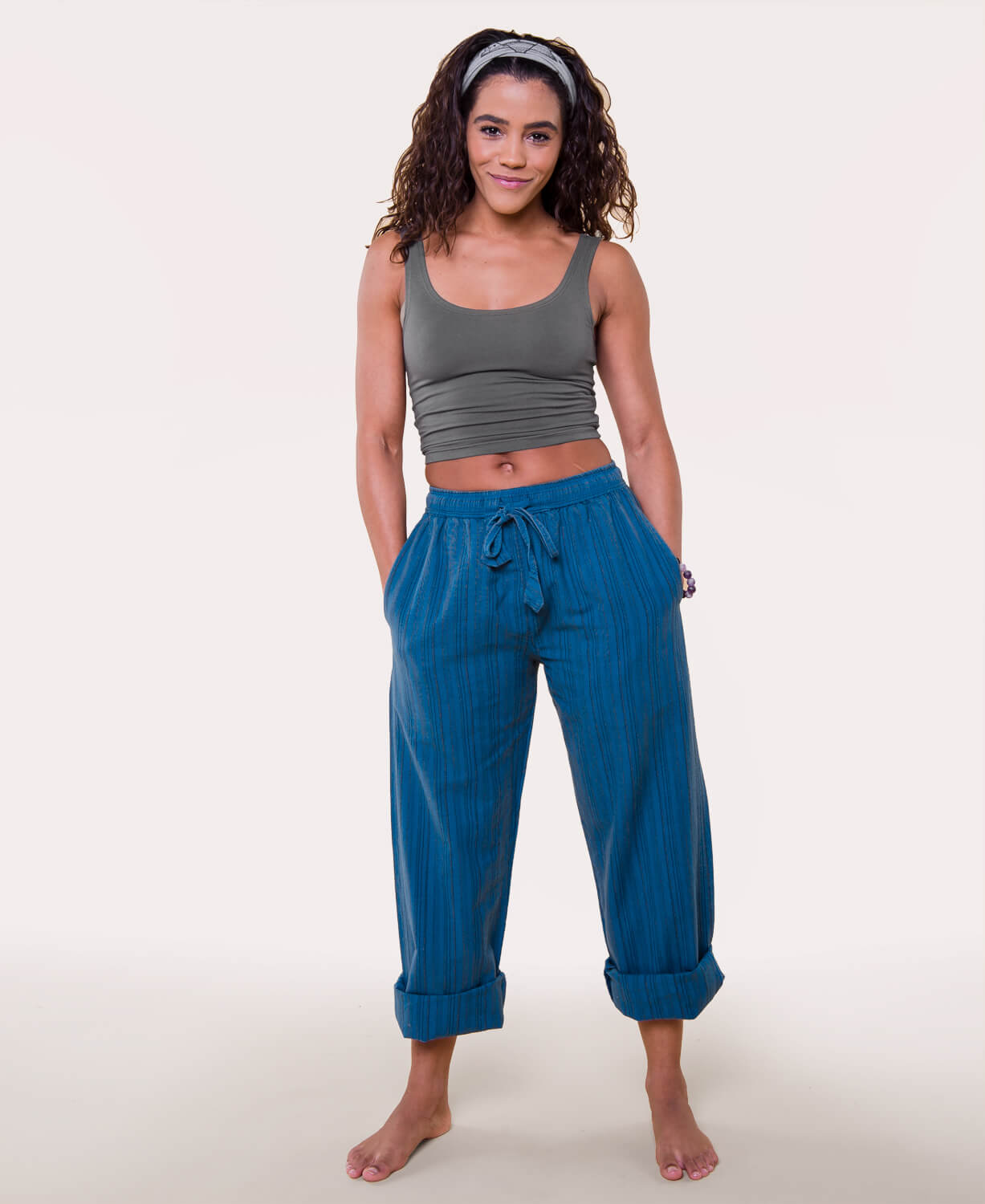 Final Sale! Organic Cotton Fitted Cropped Tank Top - Charcoal Women