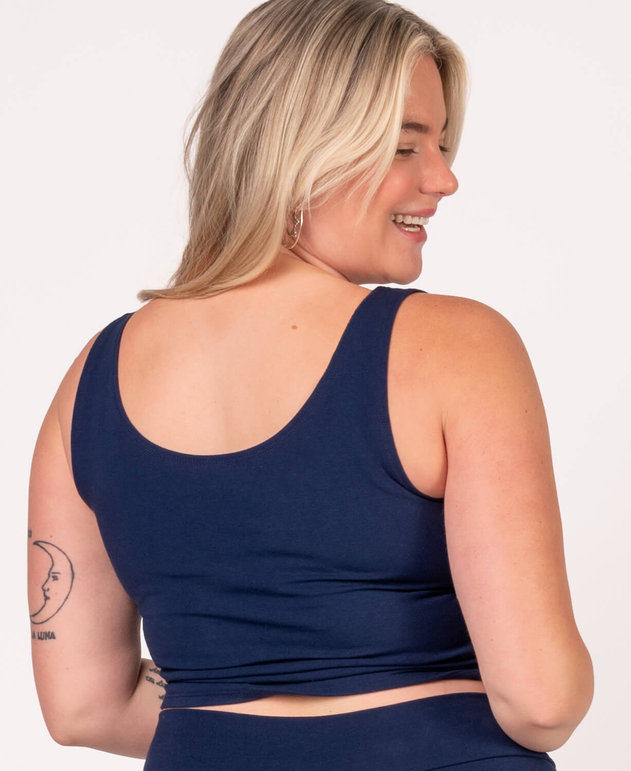 Final Sale! Organic Cotton Fitted Cropped Tank Top - Navy Women