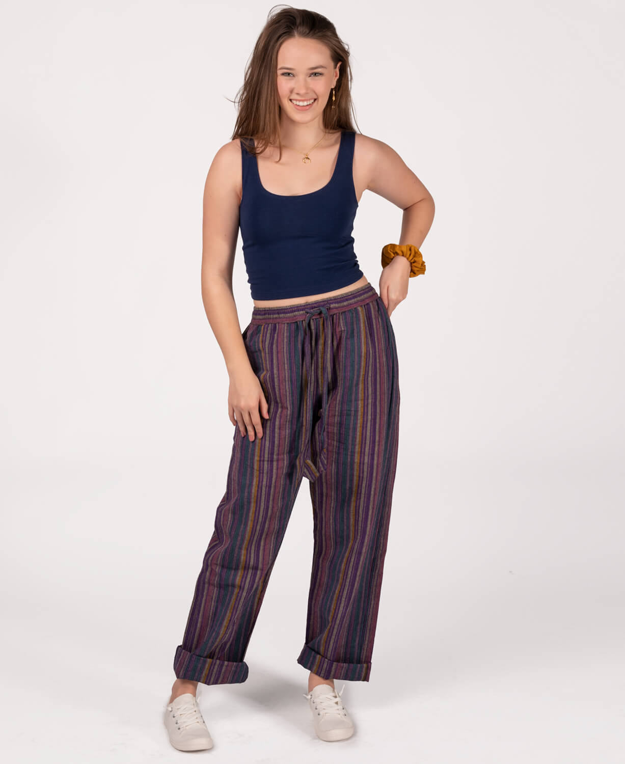 Final Sale! Organic Cotton Fitted Cropped Tank Top - Navy Women