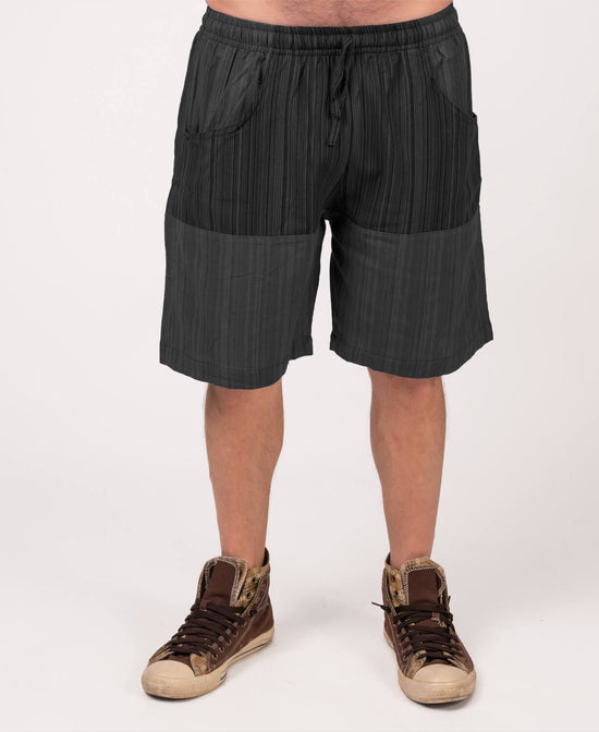 Final Sale! Patchwork Shorts - Black - Black Patchwork Shorts | Patchwork Shorts for Men | Soul Flower Men