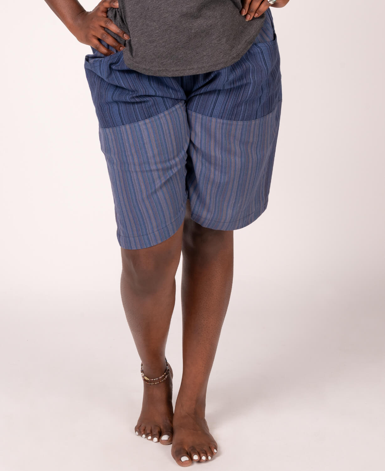 Final Sale! Patchwork Shorts - Blue Women