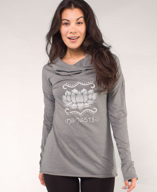 Namaste Lotus Cowl Yoga Hoody - Namaste Shirt | Namaste Yoga Hoody | Soul Flower Hoodies Women