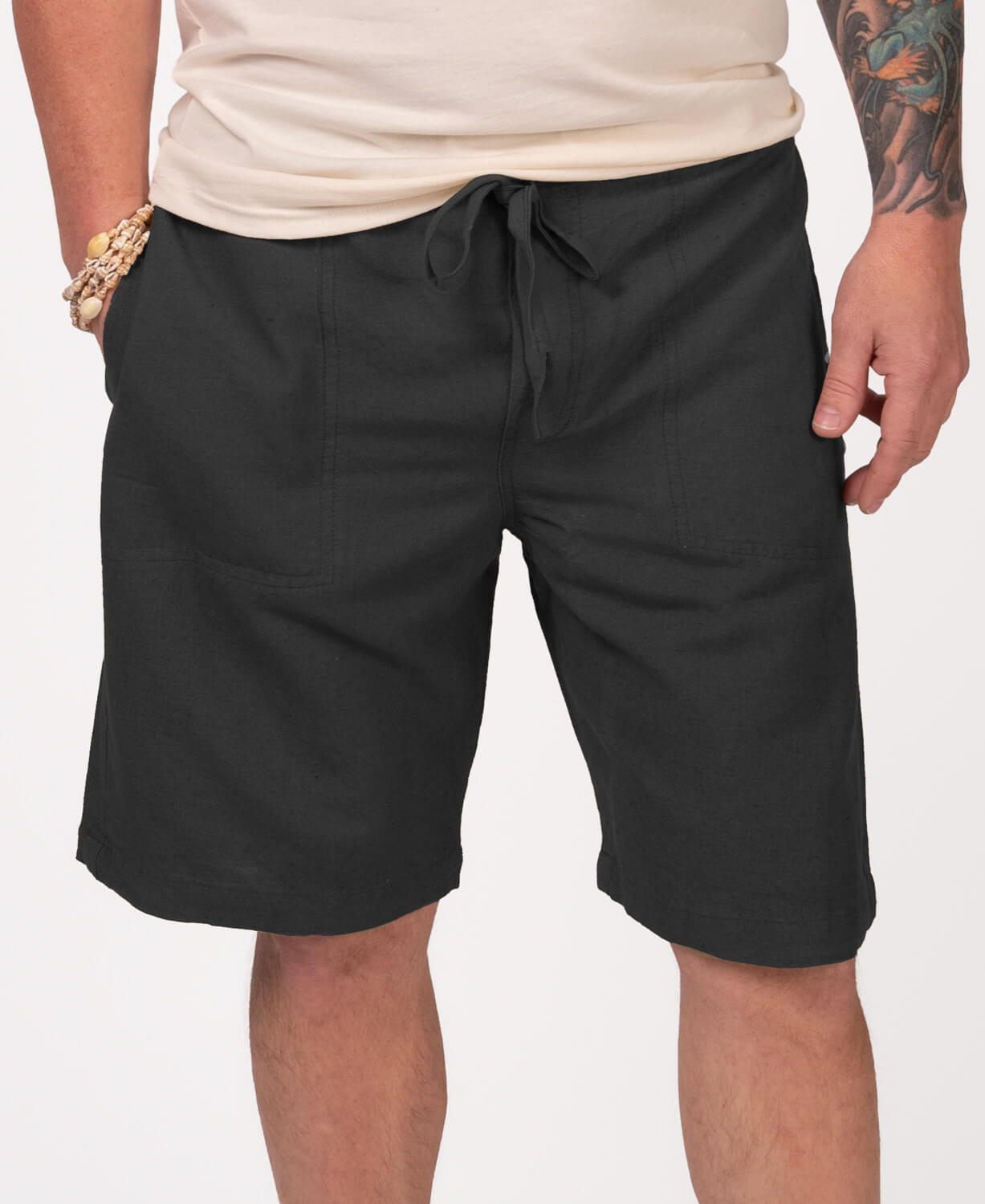 Hemp Yoga Shorts - Black Men