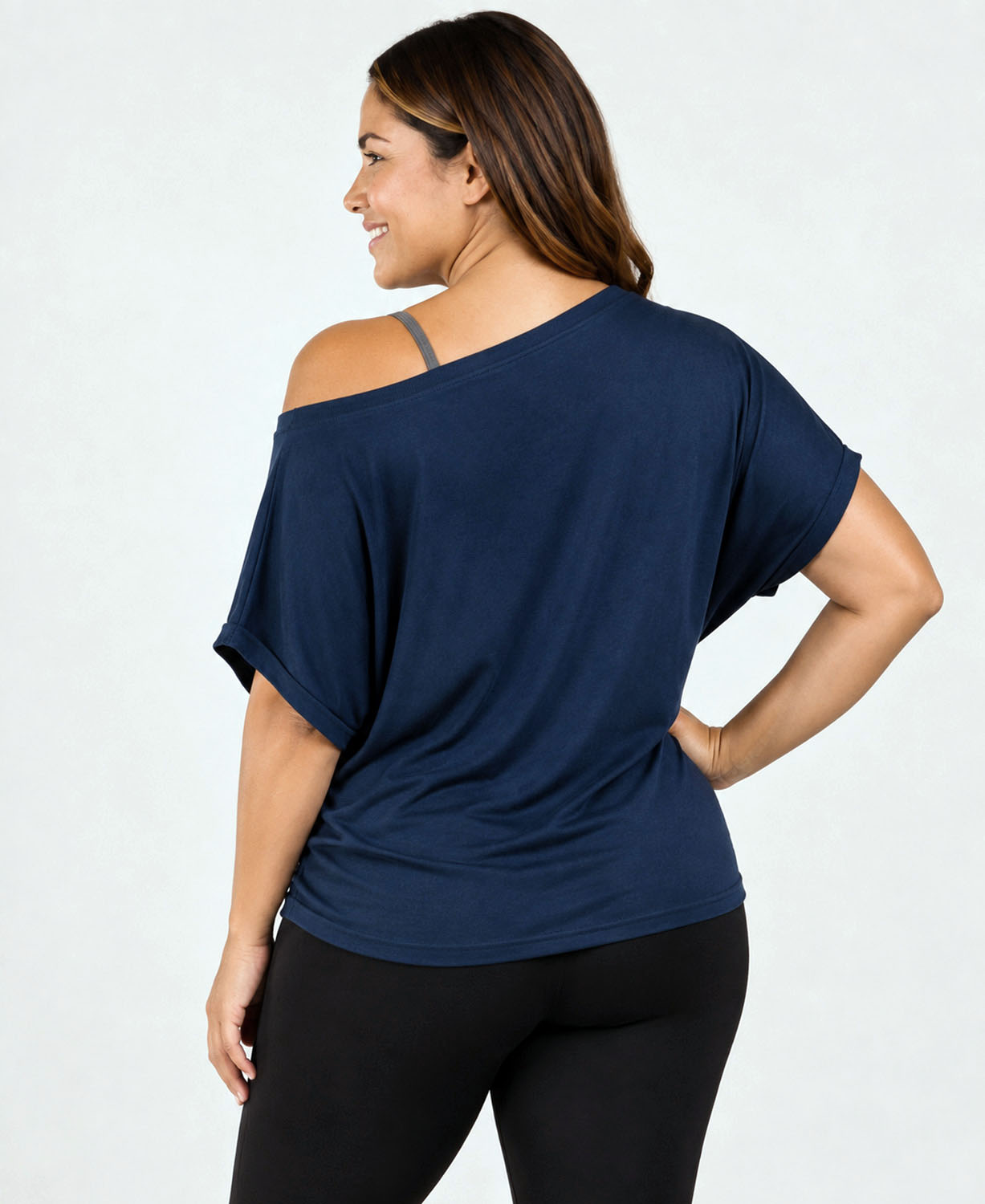 Navy Blue Bamboo Dolman Top - Navy Slouch Top | Off the Shoulder Top | Soul Flower plus